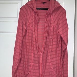 Torrid size 3 pink workout jacket with thumbholes, hooded, full zip plus size